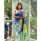 Fabulous Women's Linen Printed Saree With Blouse Piece