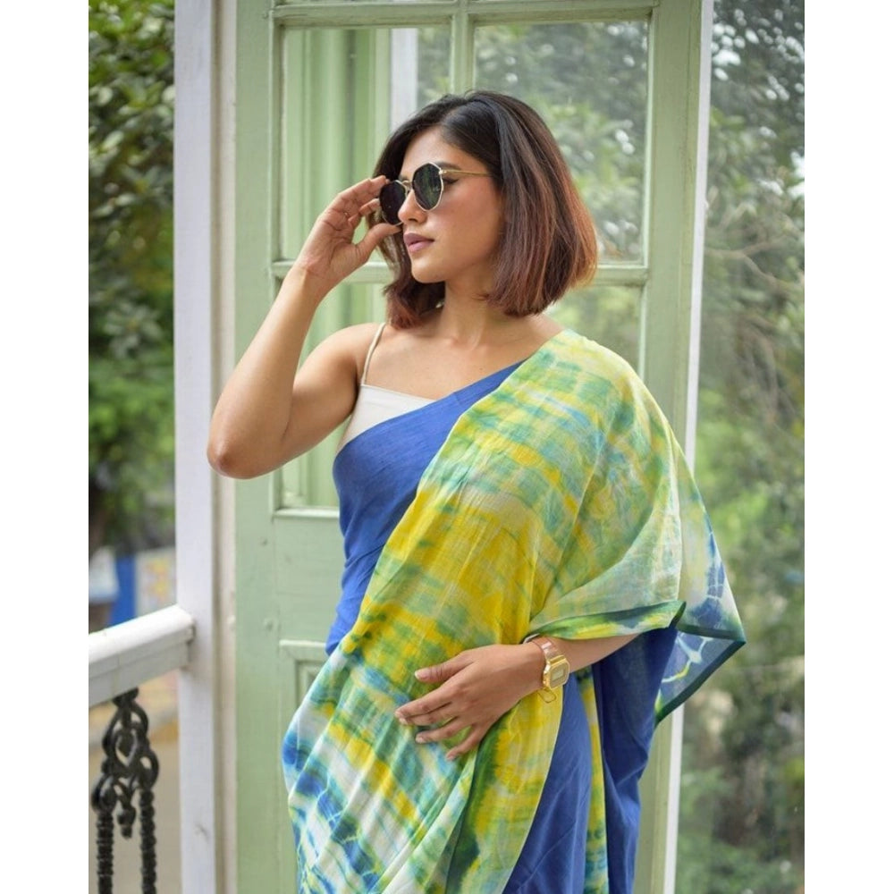 Fabulous Women's Linen Printed Saree With Blouse Piece