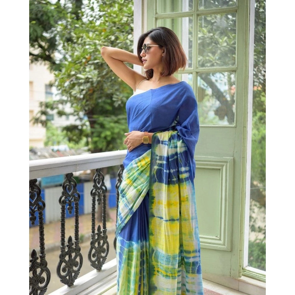 Fabulous Women's Linen Printed Saree With Blouse Piece