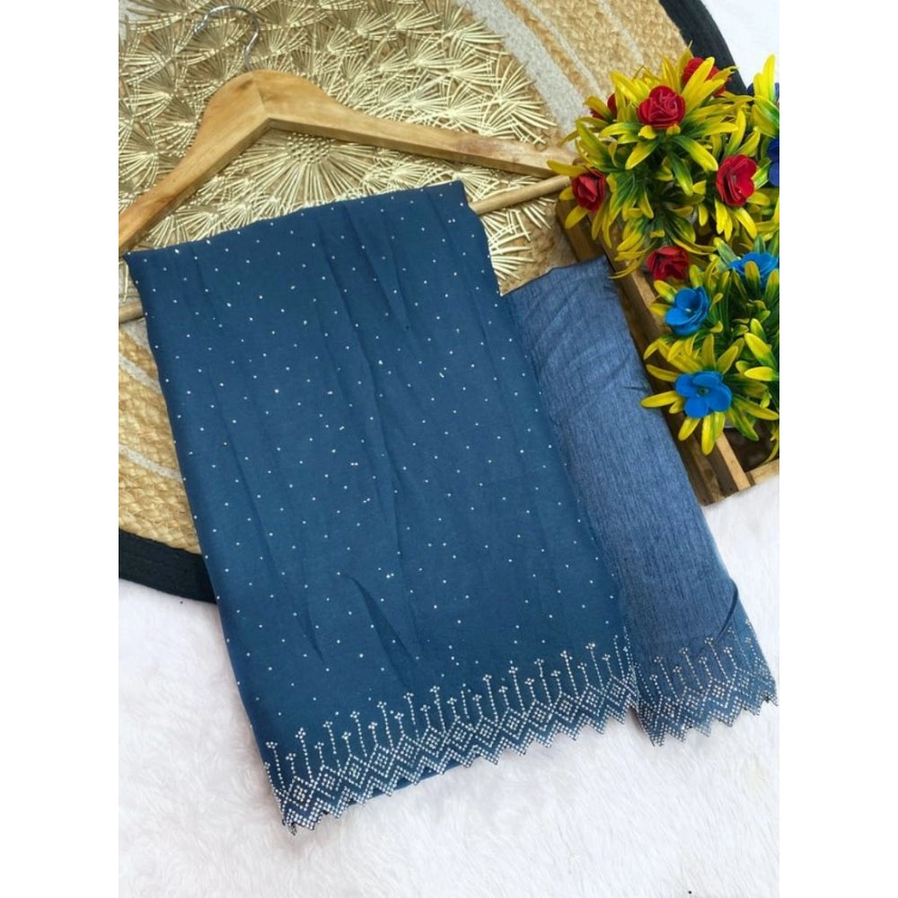 Modish Women's Georgette Stone Work Saree With Blouse Piece