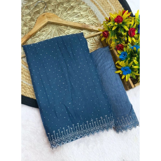 Modish Women's Georgette Stone Work Saree With Blouse Piece