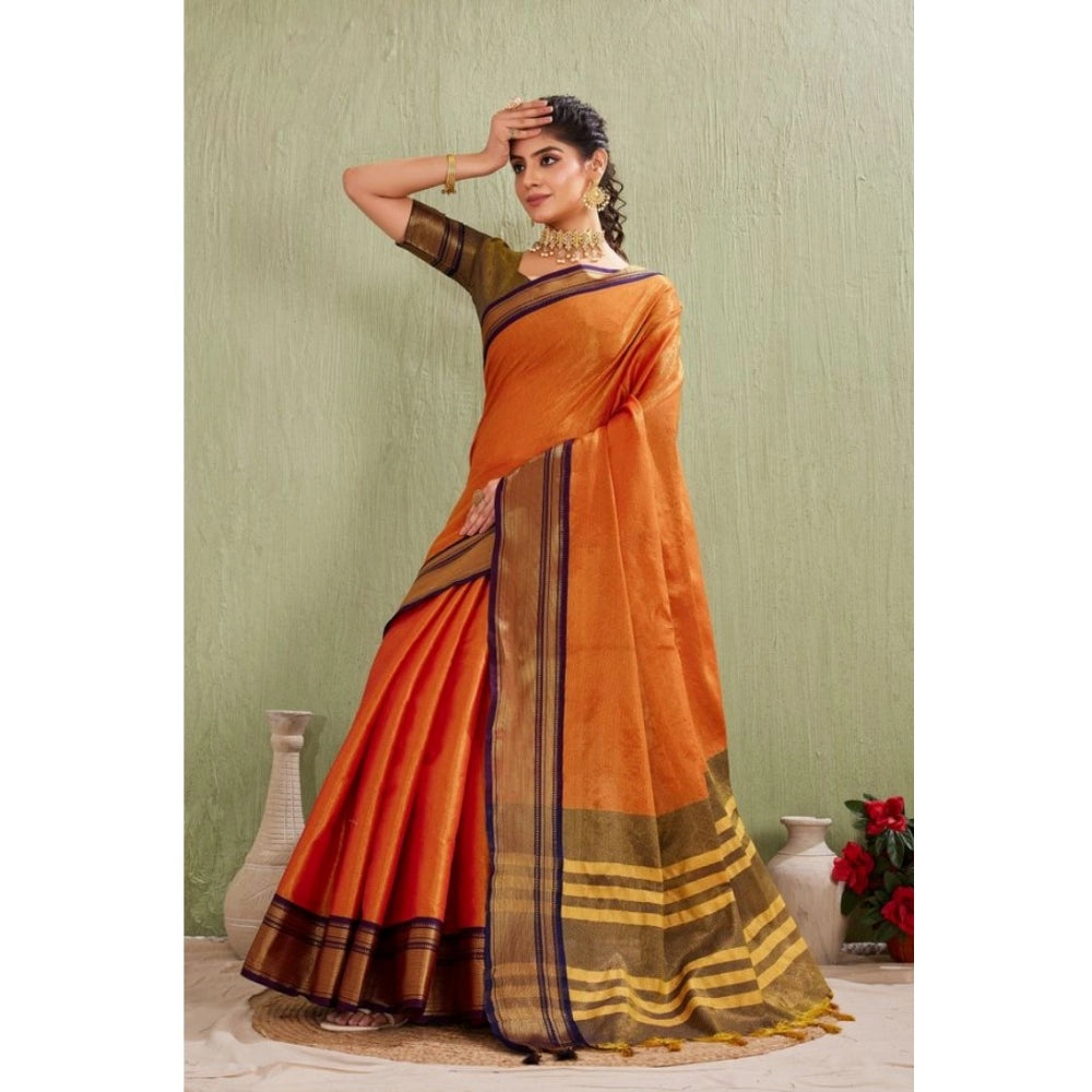 Glamorous Women's Silk Blended Jaquard Woven Saree With Blouse Piece