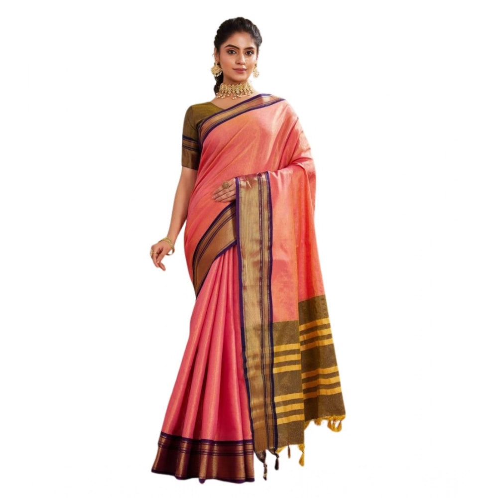 Glamorous Women's Silk Blended Jaquard Woven Saree With Blouse Piece