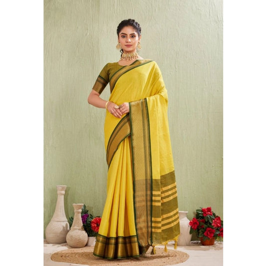 Glamorous Women's Silk Blended Jaquard Woven Saree With Blouse Piece