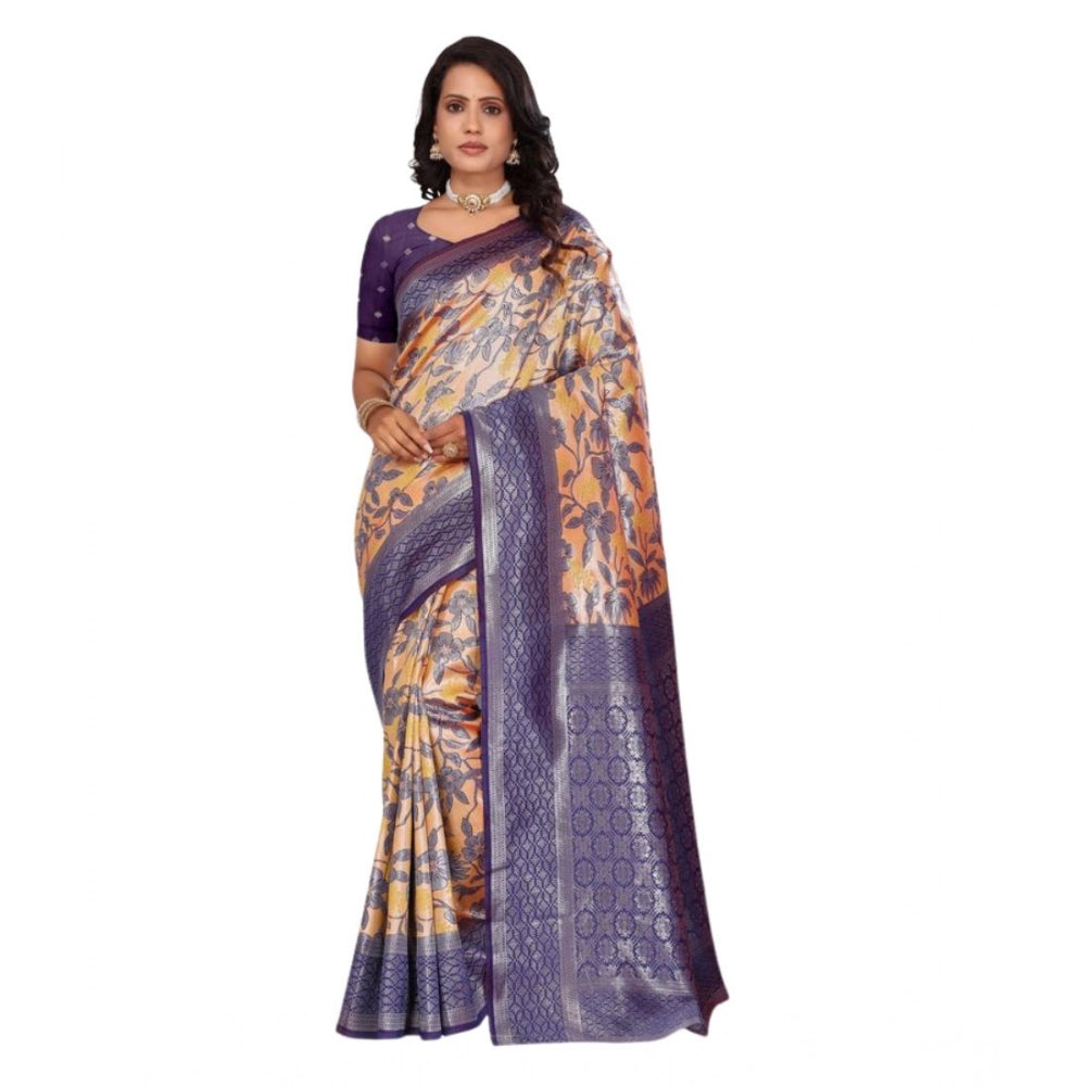 Jaunty Women's Banarasi Silk Jaquard Woven Saree With Blouse Piece