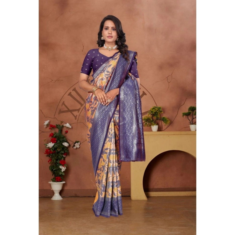 Jaunty Women's Banarasi Silk Jaquard Woven Saree With Blouse Piece