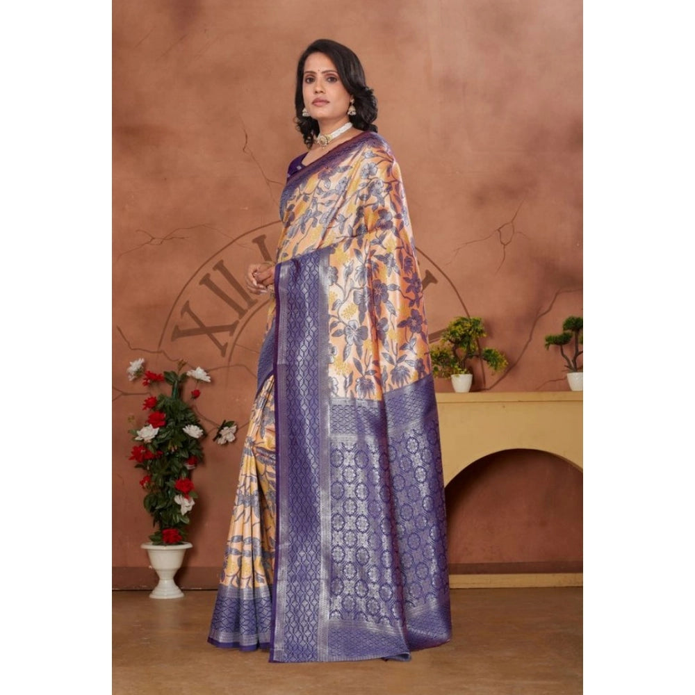 Jaunty Women's Banarasi Silk Jaquard Woven Saree With Blouse Piece