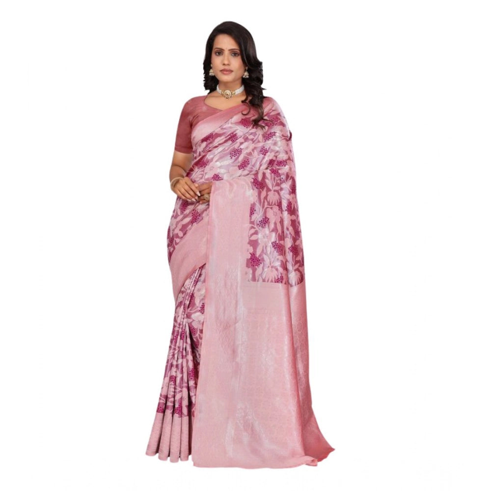 Jaunty Women's Banarasi Silk Jaquard Woven Saree With Blouse Piece