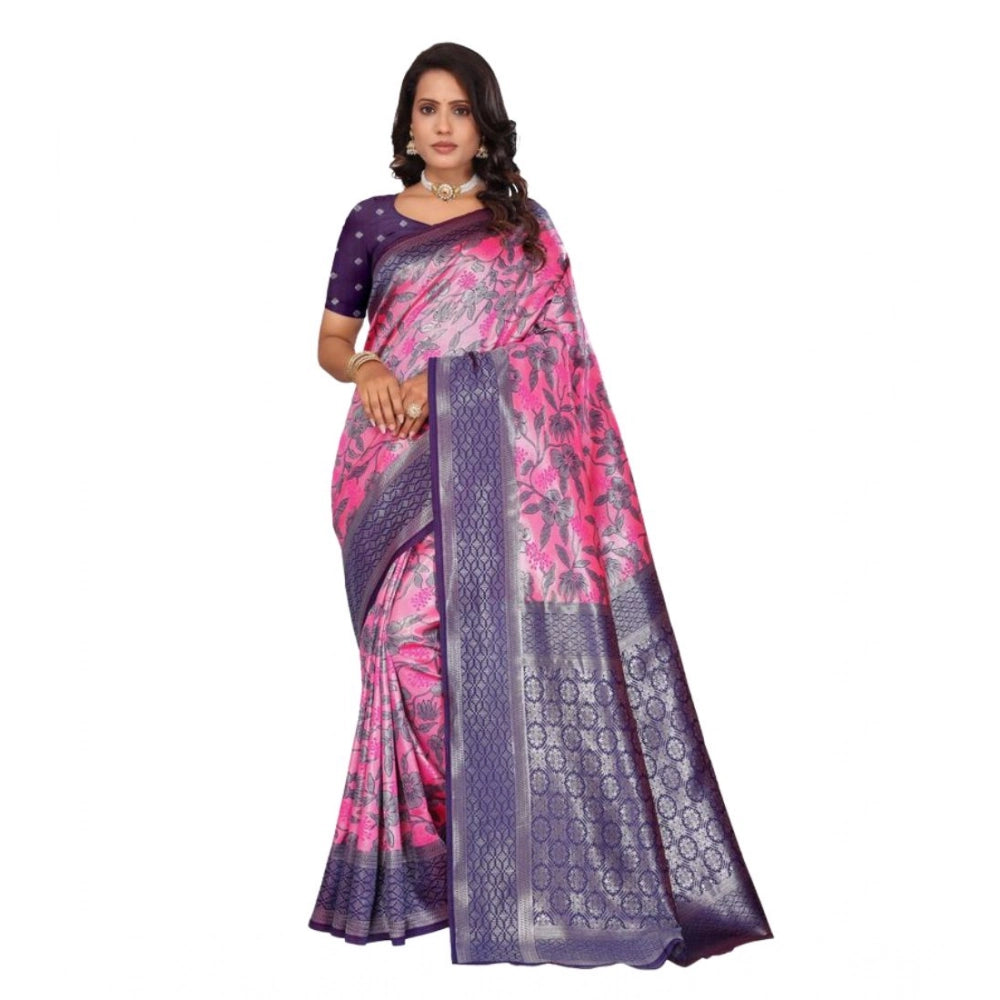 Jaunty Women's Banarasi Silk Jaquard Woven Saree With Blouse Piece