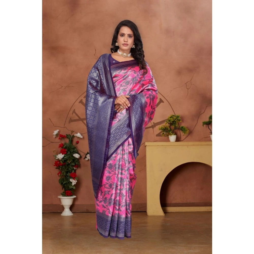 Jaunty Women's Banarasi Silk Jaquard Woven Saree With Blouse Piece