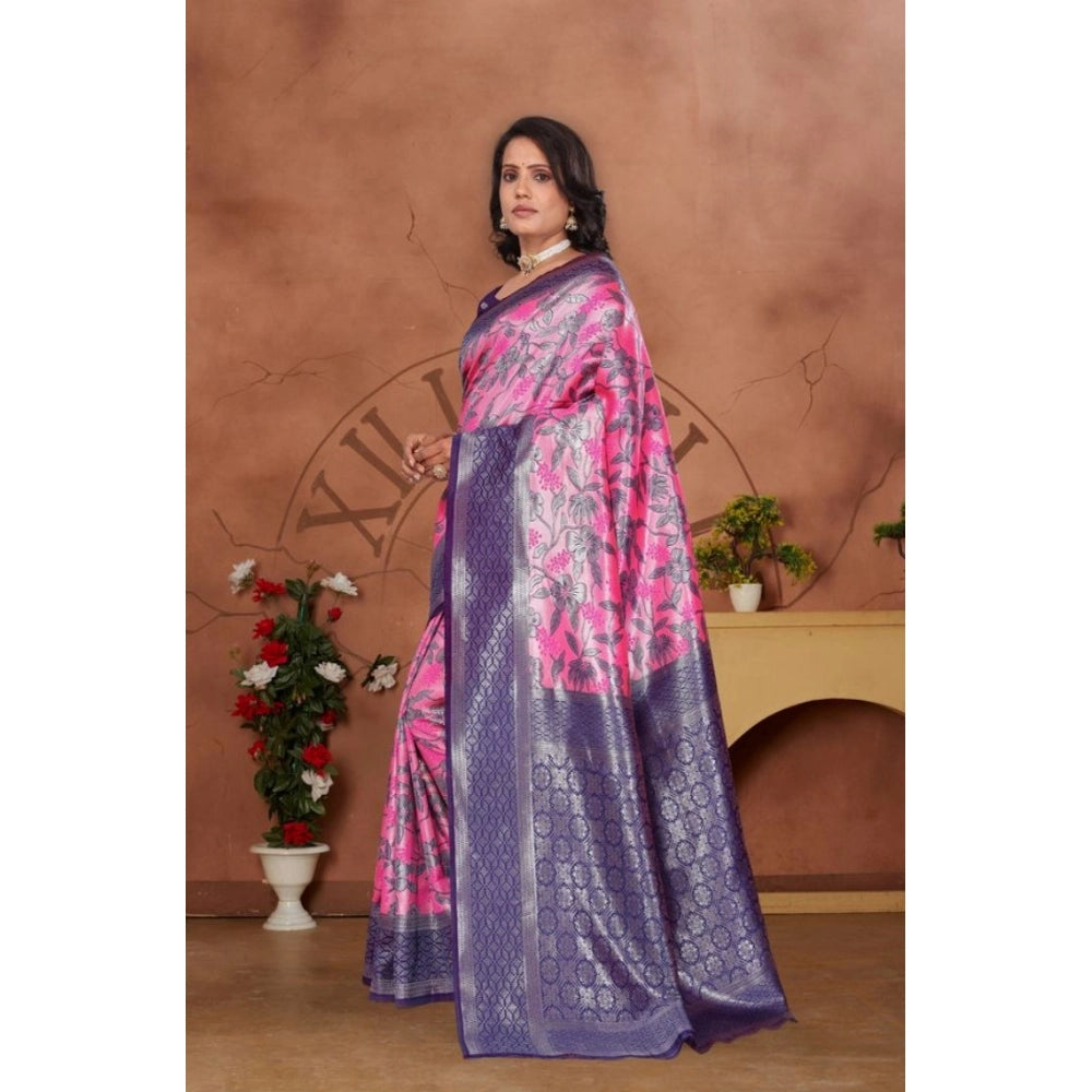 Jaunty Women's Banarasi Silk Jaquard Woven Saree With Blouse Piece