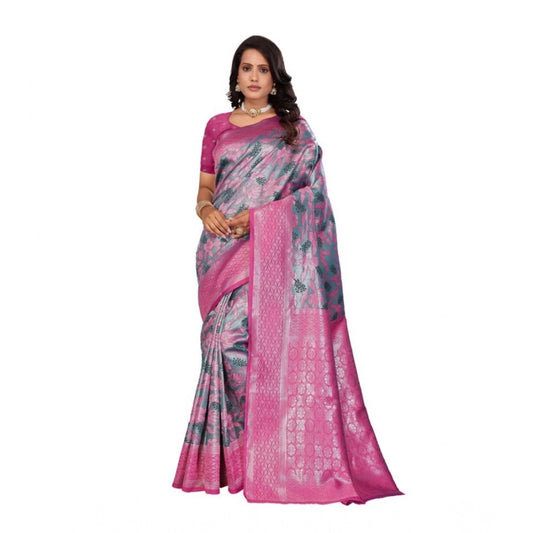 Jaunty Women's Banarasi Silk Jaquard Woven Saree With Blouse Piece