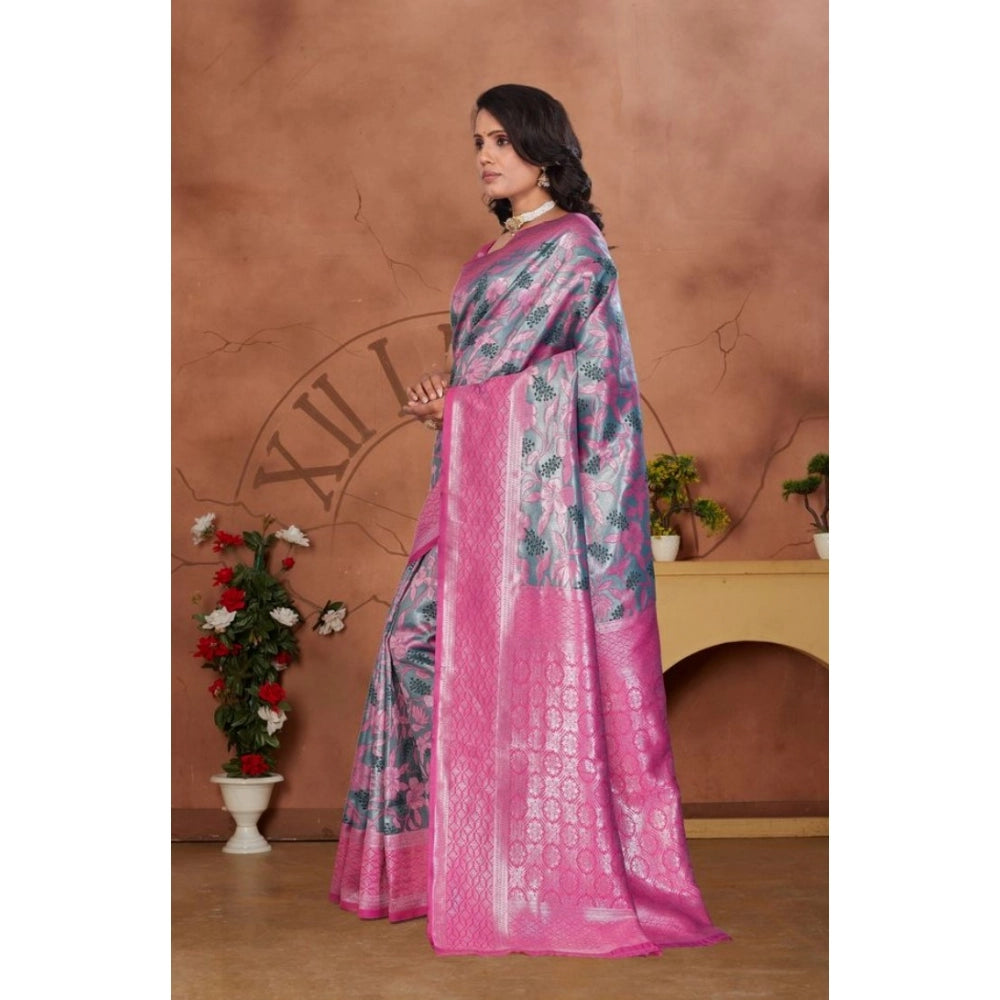 Jaunty Women's Banarasi Silk Jaquard Woven Saree With Blouse Piece