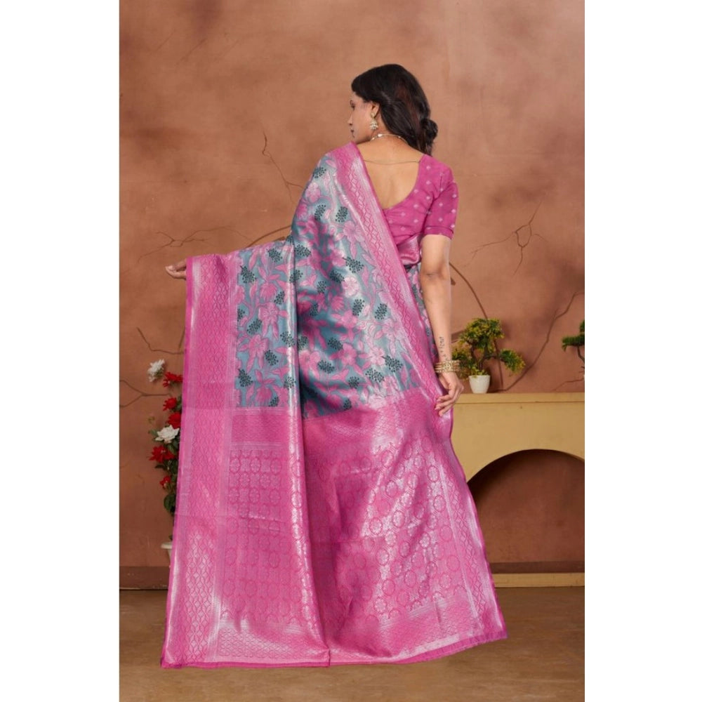 Jaunty Women's Banarasi Silk Jaquard Woven Saree With Blouse Piece