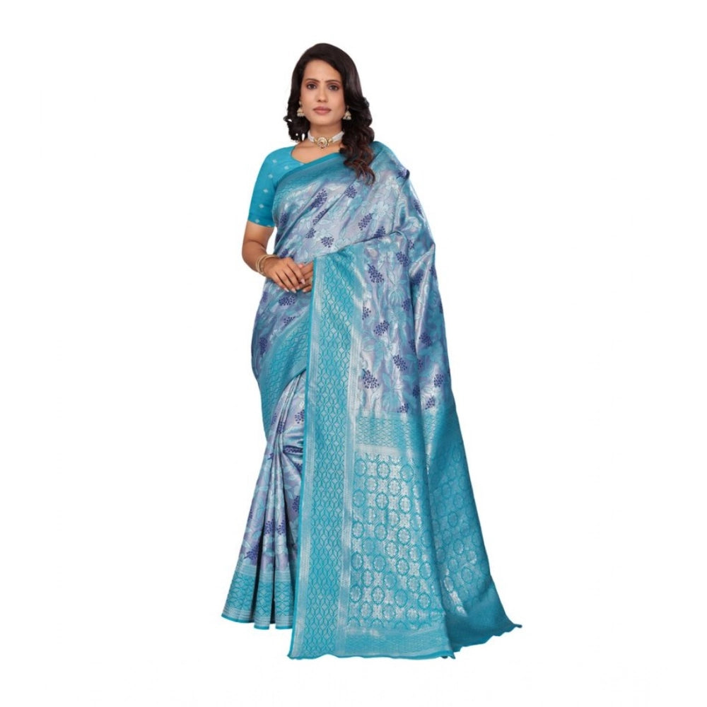 Jaunty Women's Banarasi Silk Jaquard Woven Saree With Blouse Piece