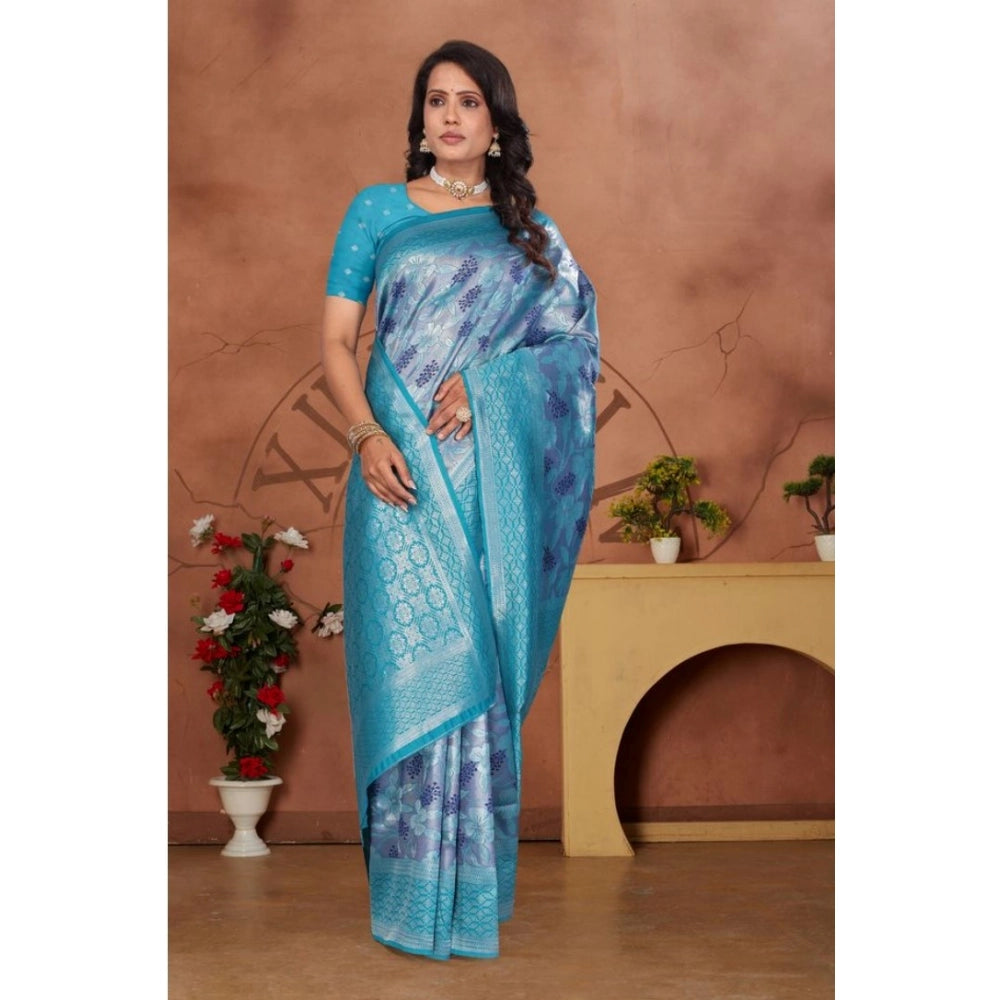 Jaunty Women's Banarasi Silk Jaquard Woven Saree With Blouse Piece