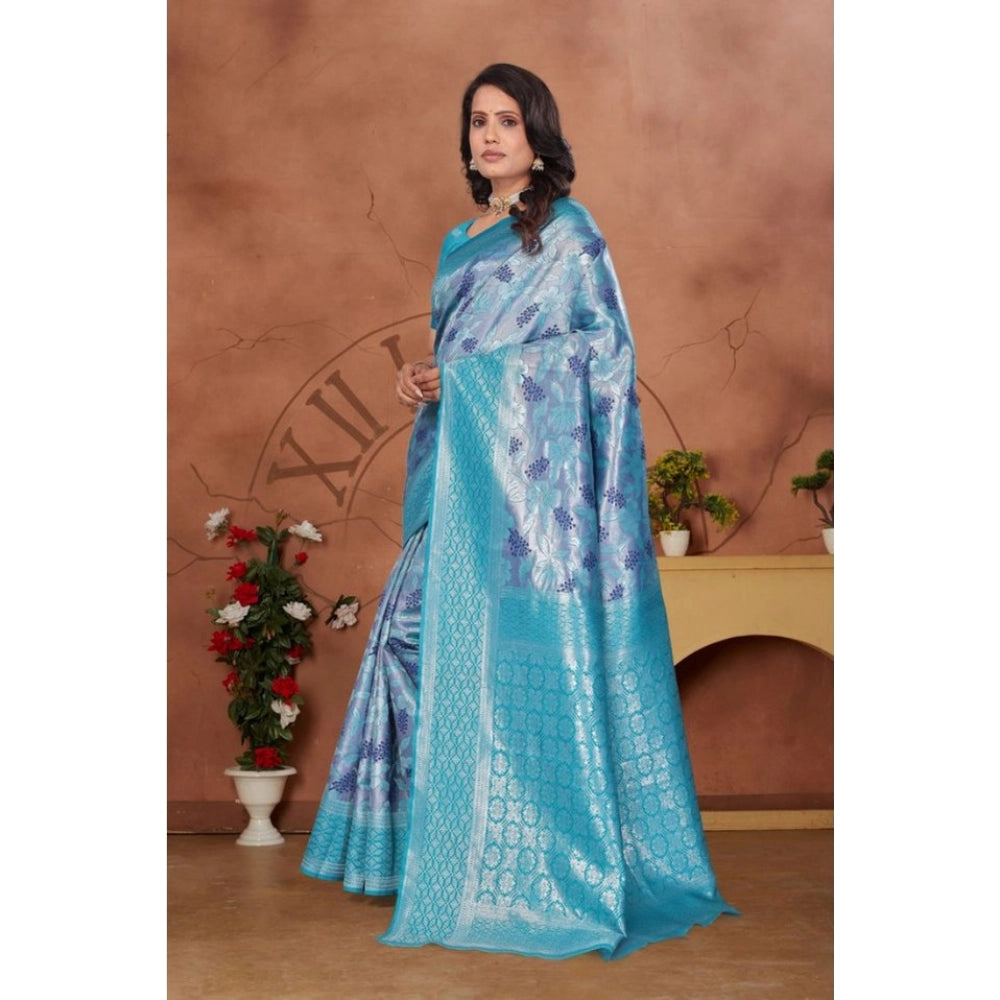 Jaunty Women's Banarasi Silk Jaquard Woven Saree With Blouse Piece