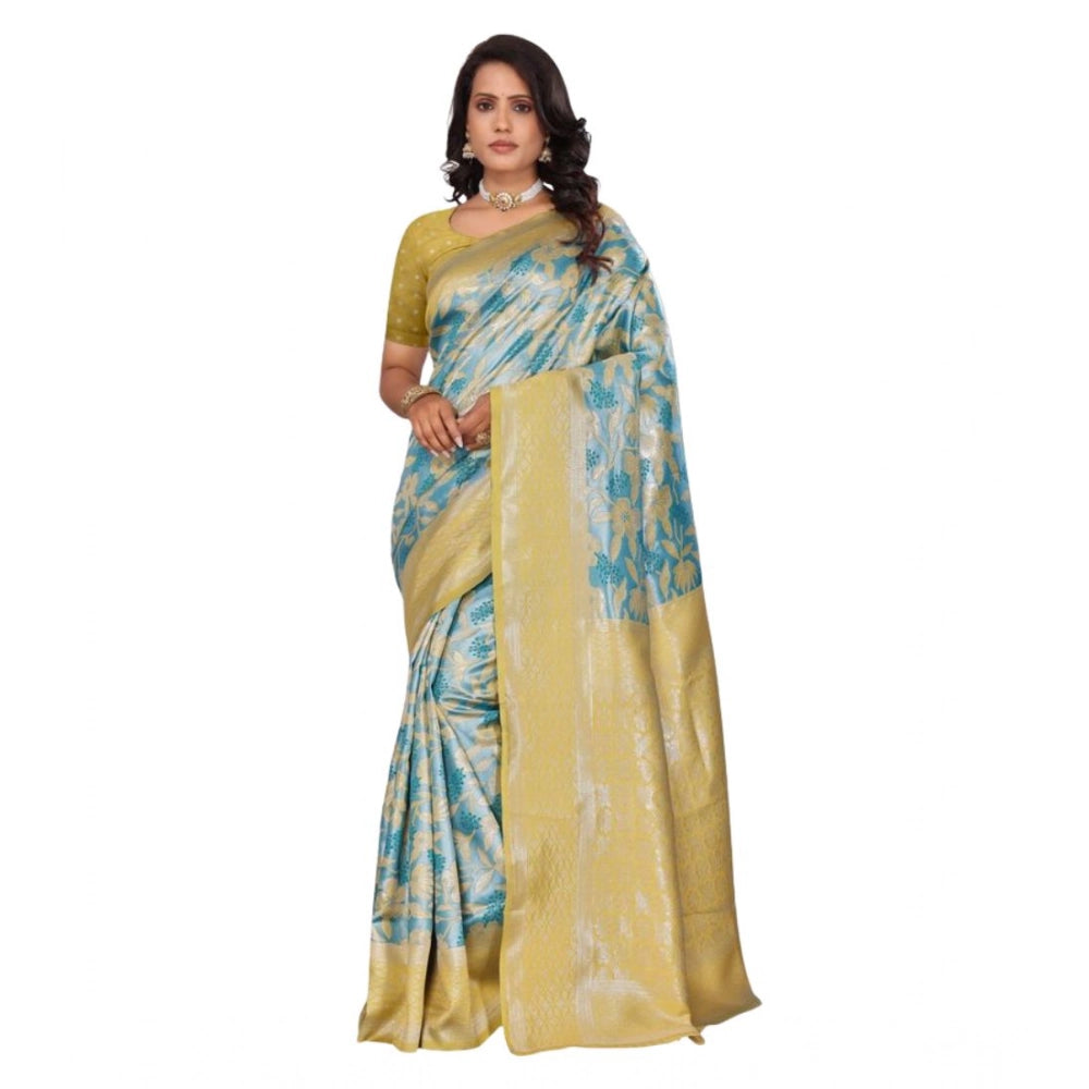 Jaunty Women's Banarasi Silk Jaquard Woven Saree With Blouse Piece