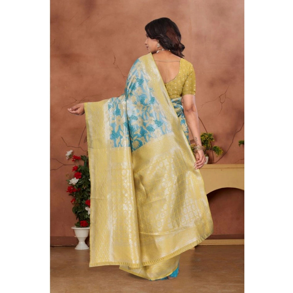 Jaunty Women's Banarasi Silk Jaquard Woven Saree With Blouse Piece