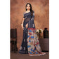 Groovy Women's Linen Printed Saree With Blouse Piece