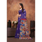 Groovy Women's Linen Printed Saree With Blouse Piece