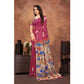Groovy Women's Linen Printed Saree With Blouse Piece