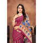 Groovy Women's Linen Printed Saree With Blouse Piece