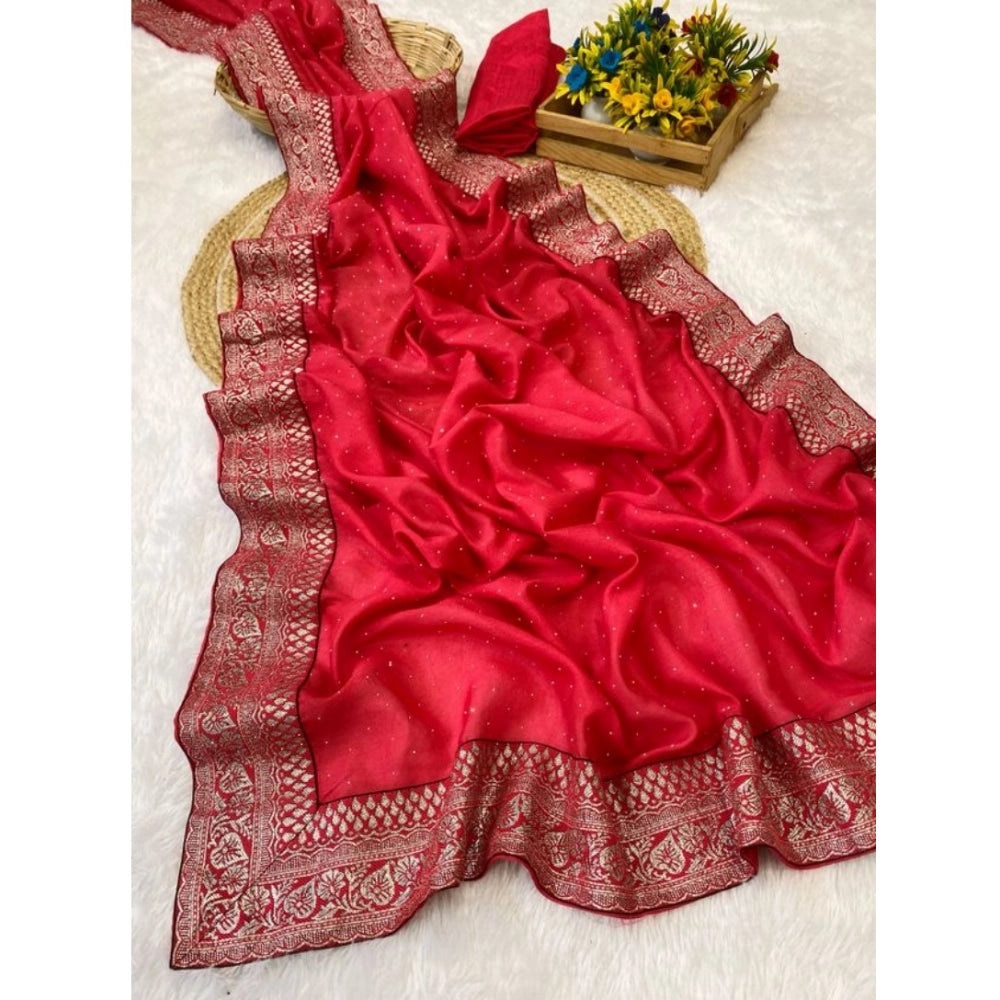 Snazzy Women's Silk Embroidred Saree With Blouse Piece