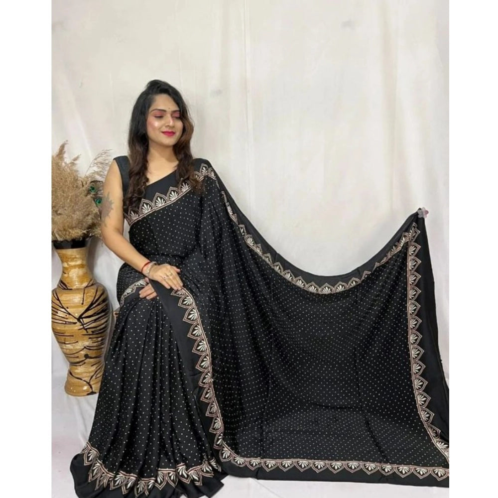 Sassy Women's Satin Printed Saree With Blouse Piece