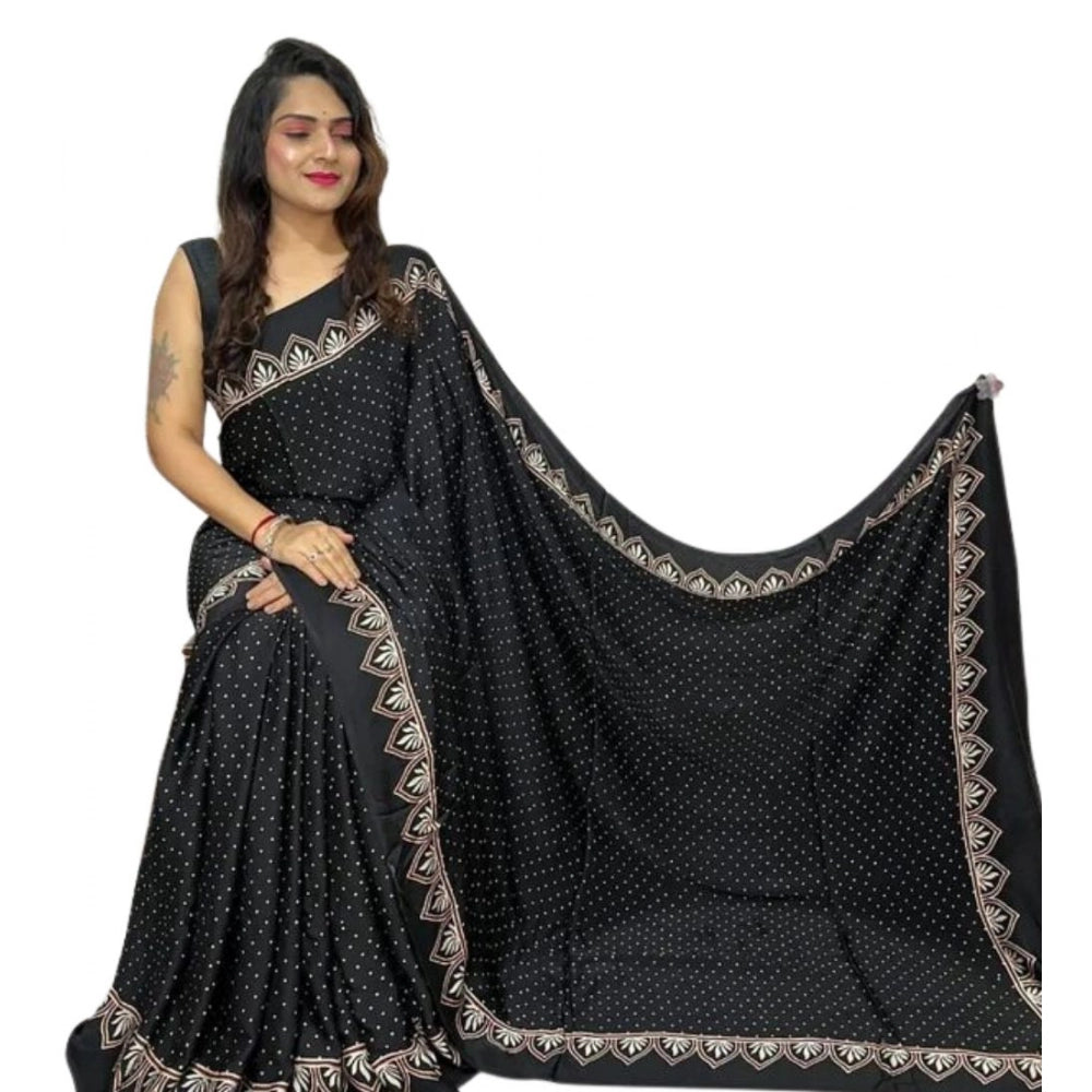 Sassy Women's Satin Printed Saree With Blouse Piece