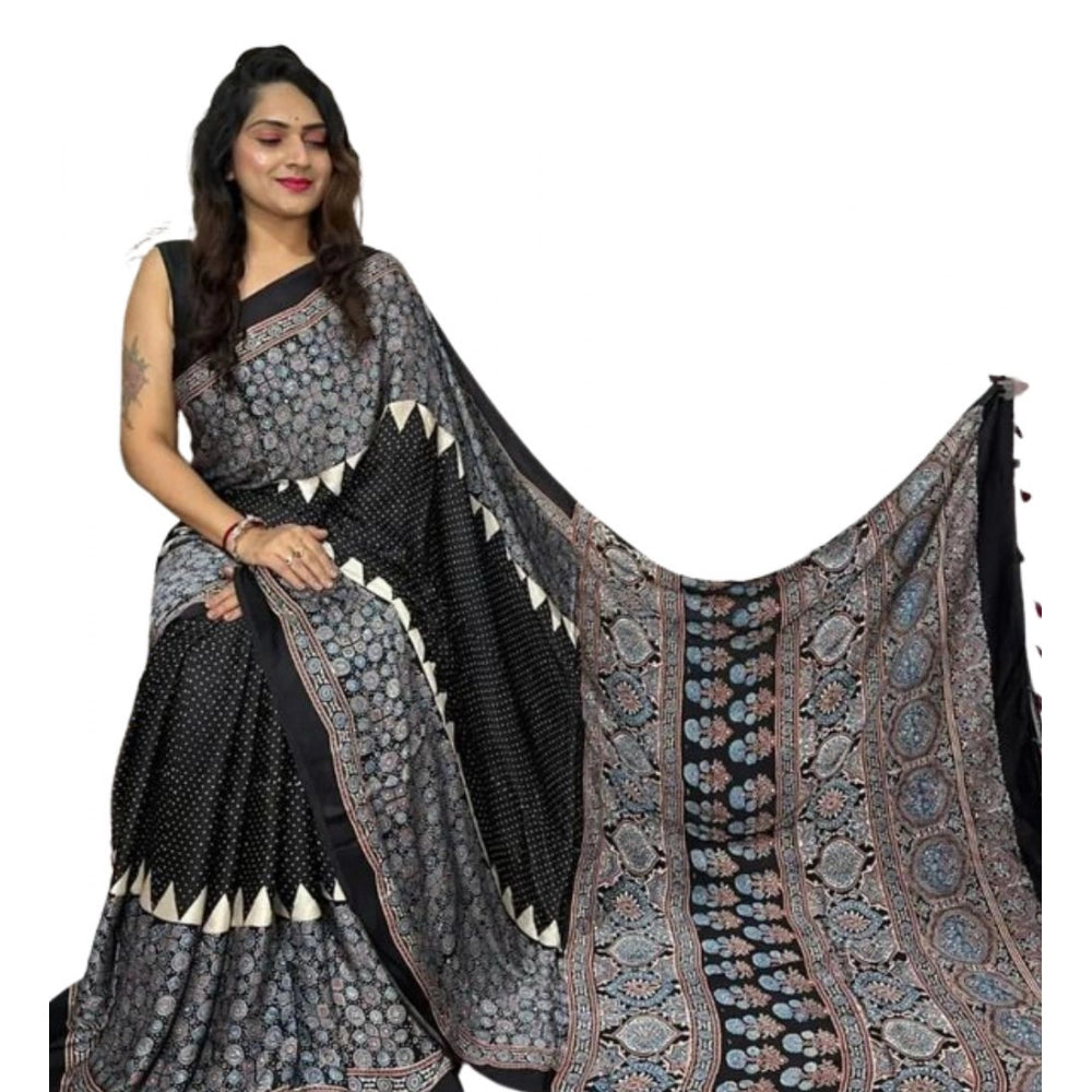 Sassy Women's Satin Printed Saree With Blouse Piece