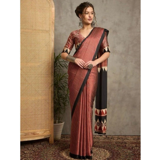 Sassy Women's Satin Printed Saree With Blouse Piece