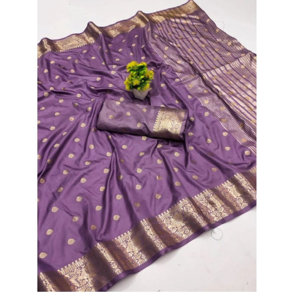 Retro Women's Jacquard Silk Jaquard Woven Saree With Blouse Piece