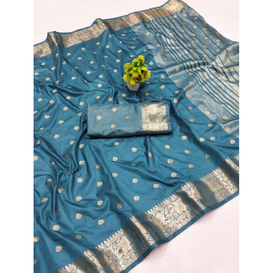 Retro Women's Jacquard Silk Jaquard Woven Saree With Blouse Piece