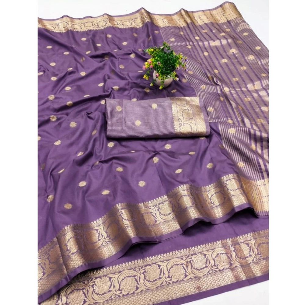 Retro Women's Jacquard Silk Jaquard Woven Saree With Blouse Piece