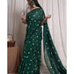 Groovy Women's Linen Printed Saree With Blouse Piece