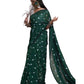 Groovy Women's Linen Printed Saree With Blouse Piece