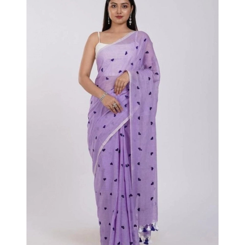 Groovy Women's Linen Printed Saree With Blouse Piece