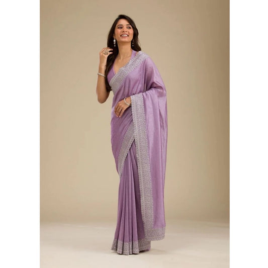 Exquisite Women's Silk Embroidred Saree With Blouse Piece