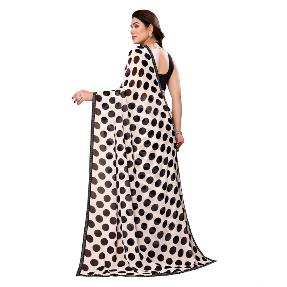 Feminine Women's Georgette Printed Saree With Blouse Piece
