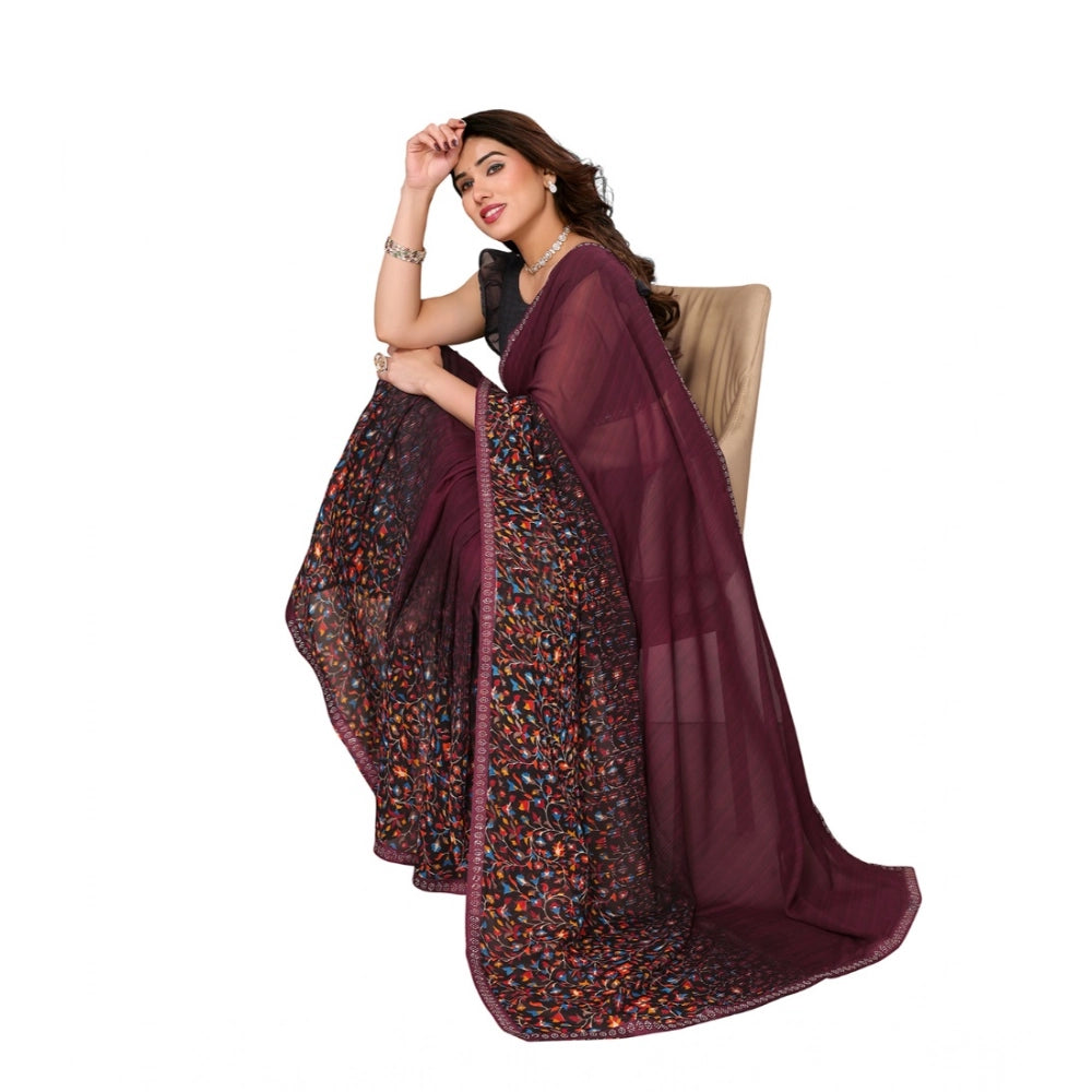 Urbane Women's Georgette Printed Saree With Blouse Piece