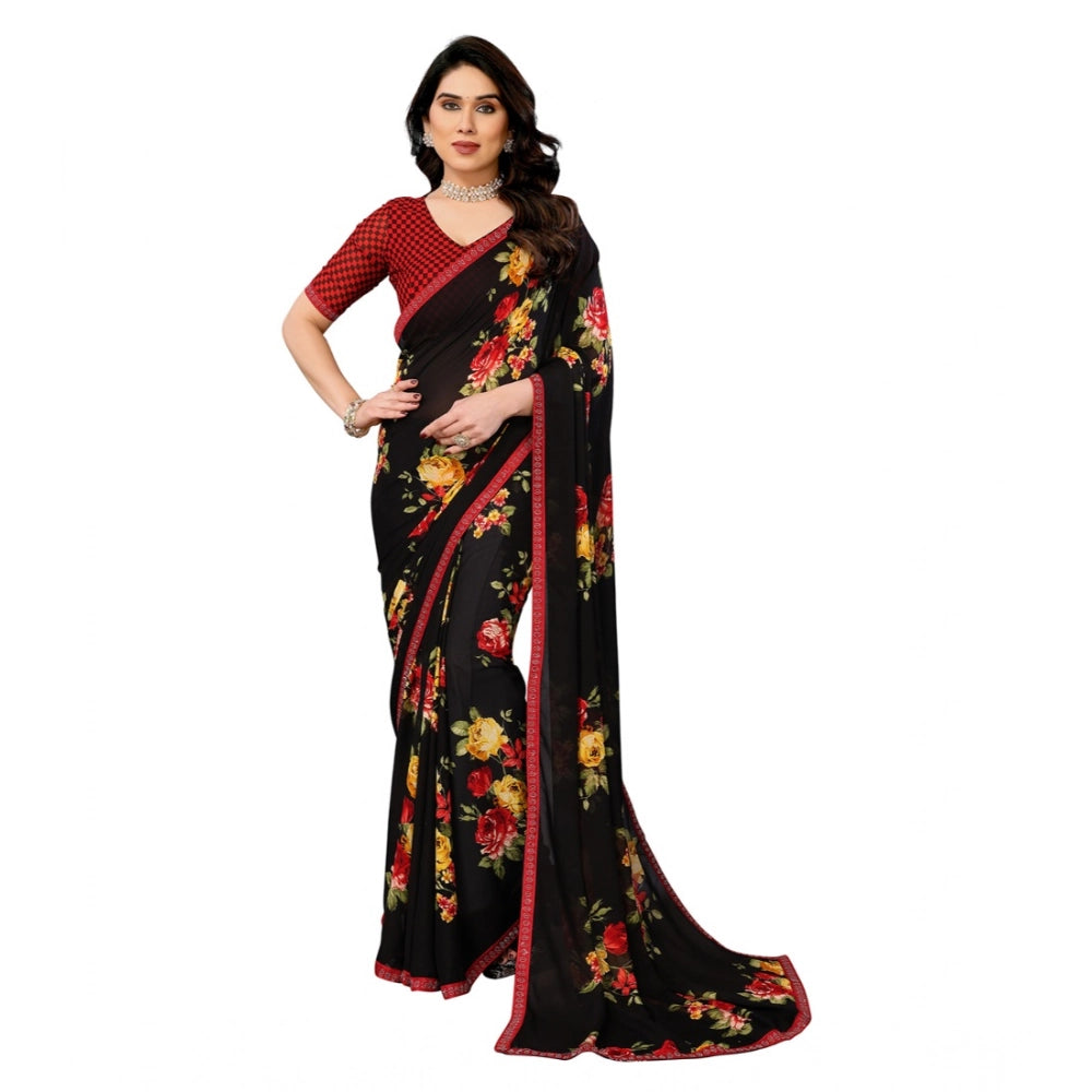 Urbane Women's Georgette Printed Saree With Blouse Piece