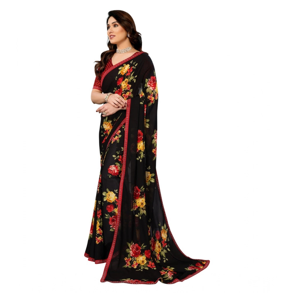 Urbane Women's Georgette Printed Saree With Blouse Piece