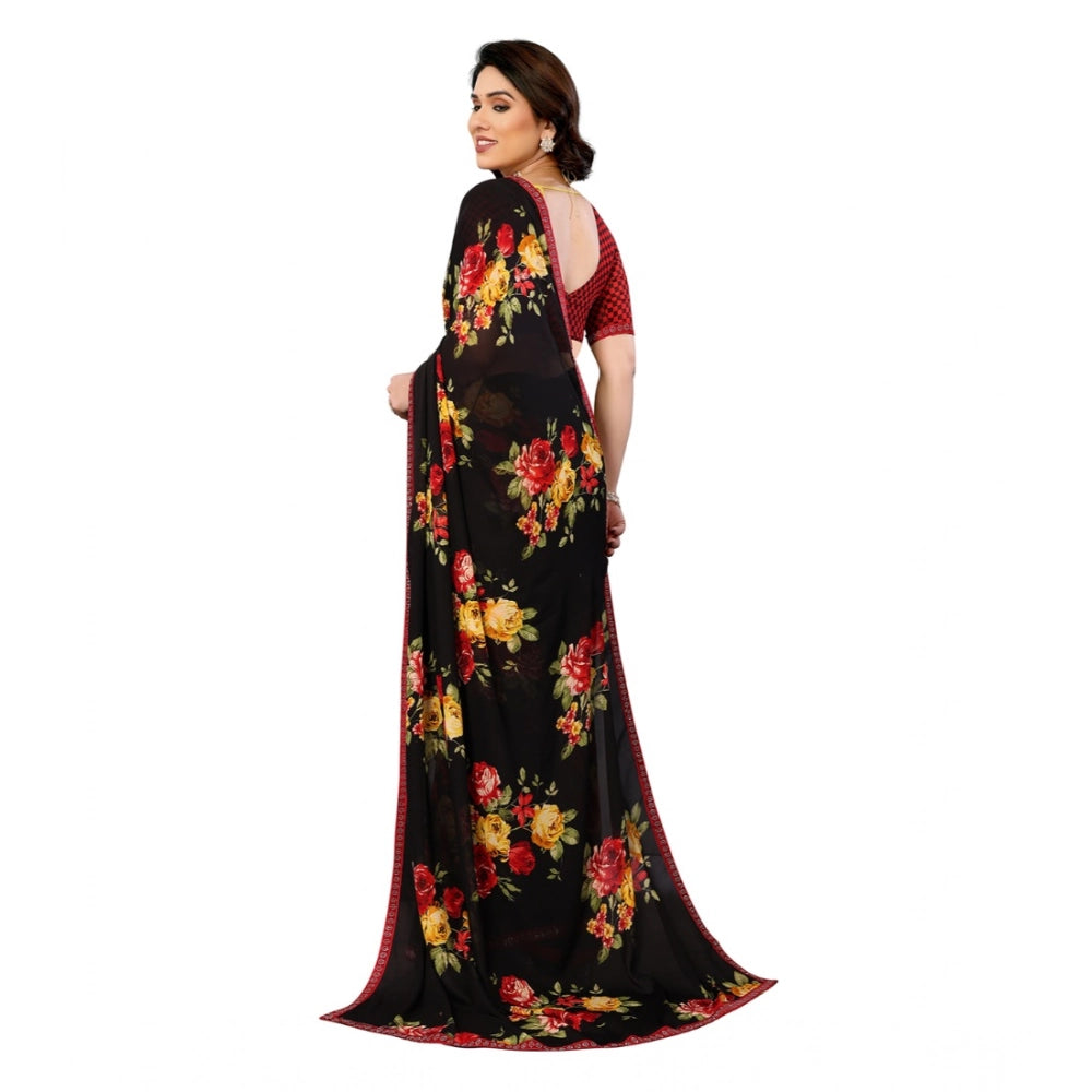 Urbane Women's Georgette Printed Saree With Blouse Piece