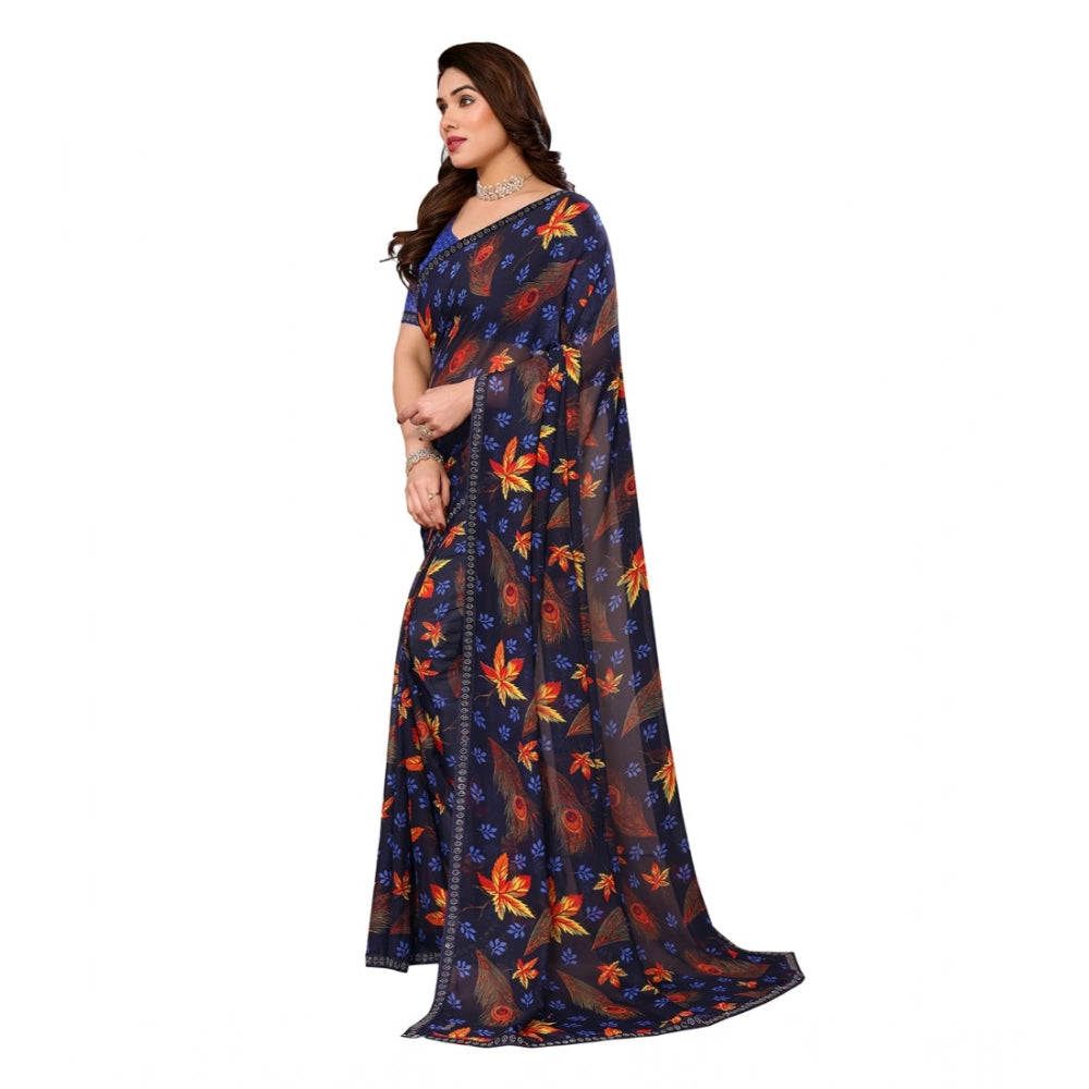 Urbane Women's Georgette Printed Saree With Blouse Piece