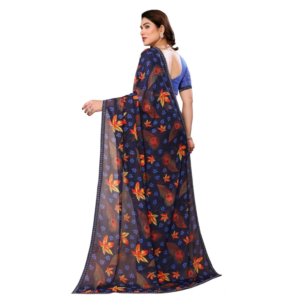 Urbane Women's Georgette Printed Saree With Blouse Piece