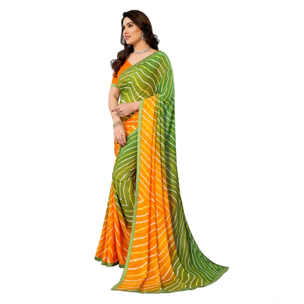 Urbane Women's Georgette Printed Saree With Blouse Piece