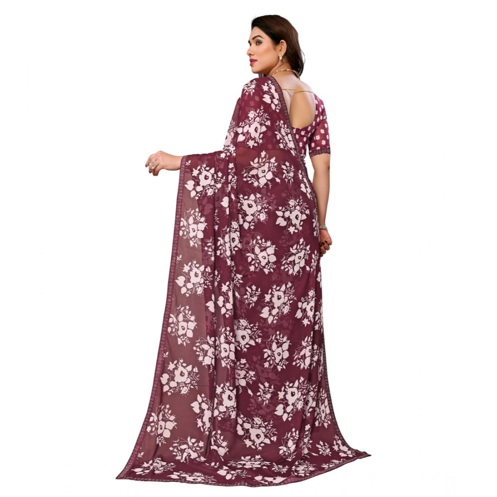 Urbane Women's Georgette Printed Saree With Blouse Piece