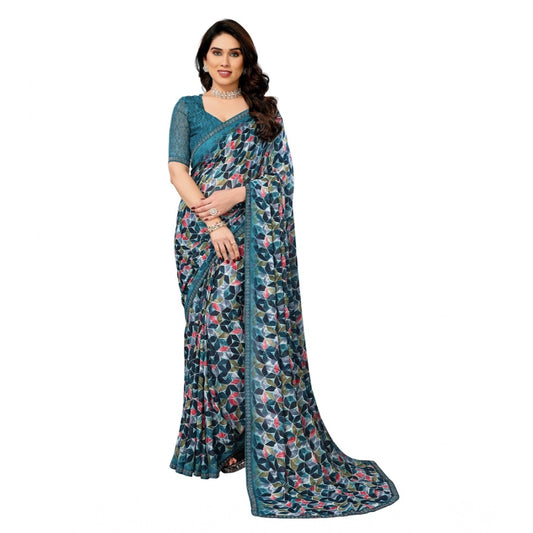 Urbane Women's Georgette Printed Saree With Blouse Piece