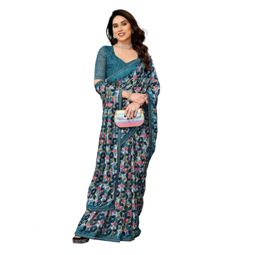 Urbane Women's Georgette Printed Saree With Blouse Piece